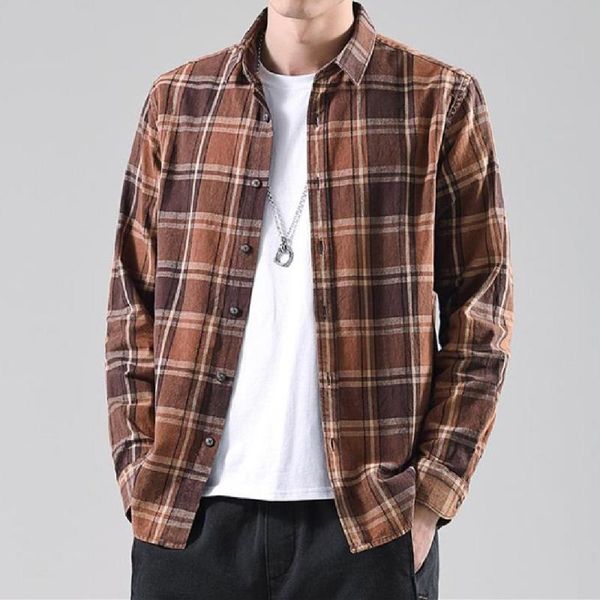 

new vintage plaid long sleeve shirt men korean slim casual shirt cotton contracted atmosphere square collar long sleeve, White;black