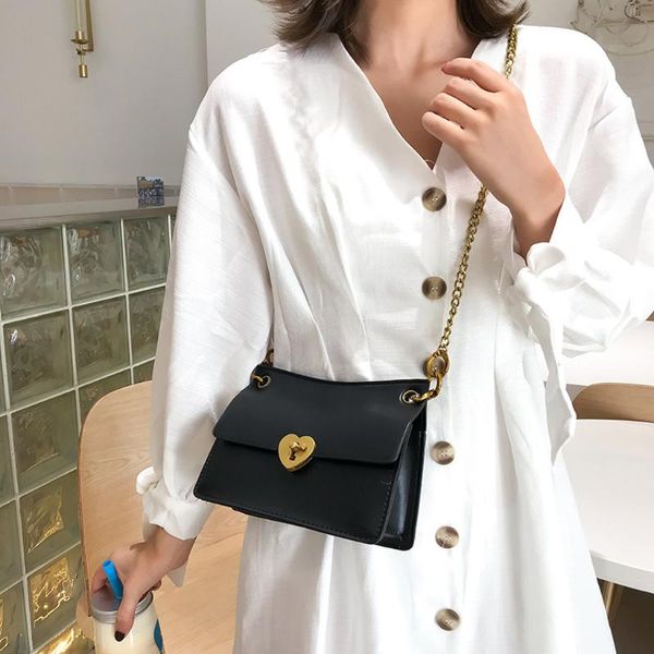 

wwomen fairy chain temperament shoulder bag sen system peach heart lock single shoulder messenger bag small square bags #b