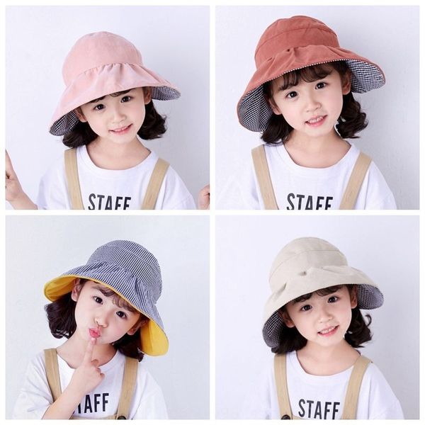 

lsbad autumn 2020 new children's fisherman double-sided outdoor all-match big edge fisherman sun sun sunshade hat breathable empty hat, Yellow