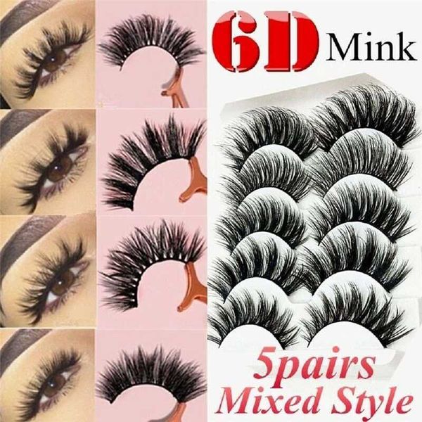 

5 pairs 3d mink hair false eyelashes natural thick long false eyelashes wispy fluffy fake lashes makeup extension