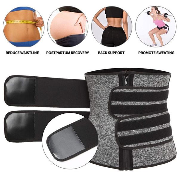 

gym clothing fdbro shapewear, zipper, abdomen belt, waist protection women's sports plastic sweating belt, White;black