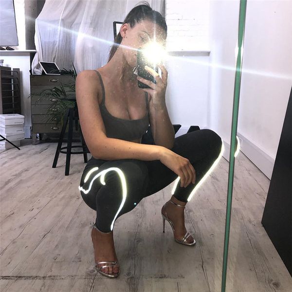 

2020 gym training summer women yoga pants splicing reflective sports running tights high waist hips abdomen female leggings, White;red