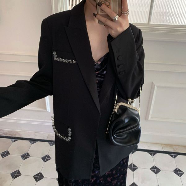 

dream dt edition elegant transparent beaded small suit elegant women's casual beaded coat coat suit 2020 new, White;black