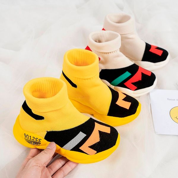 

2020 spring and autumn new casual socks shoes letter sleeve fashion children's sports shoes students korean children's shoes t2007, Black;red