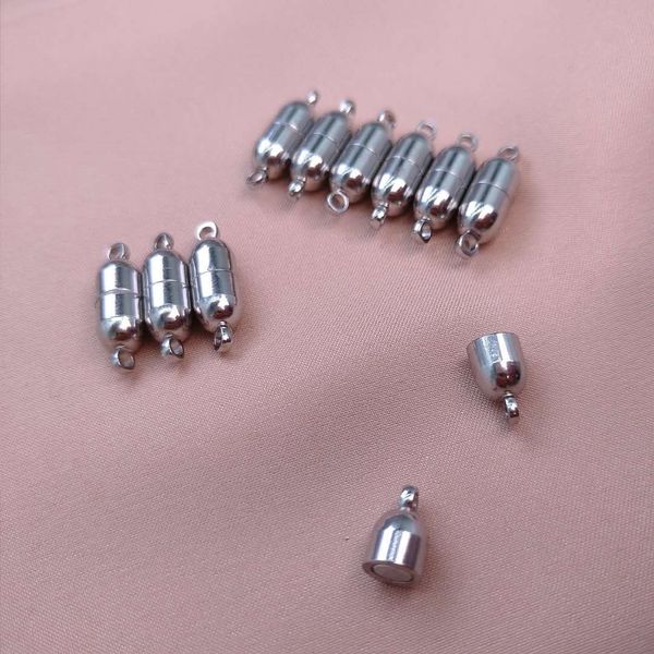 

high-grade pearl necklace magnetic iron buckle cylindrical diy bracelet bracelet magnetic iron buckle diy handmade accessories, Silver