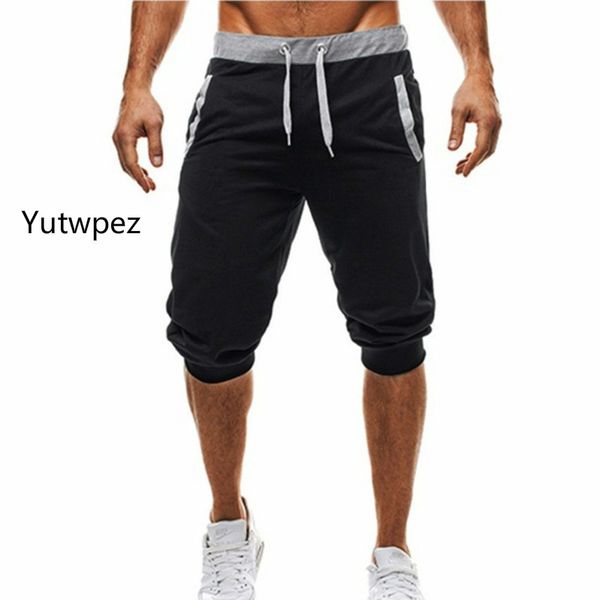 

men's shorts summer men leisure knee length color patchwork joggers short sweatpants trousers bermuda roupa masculina, White;black