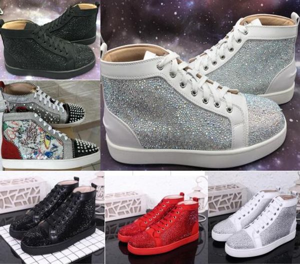 

2019 designer fashion red bottoms shoes studded spikes flats rivet sneakers for men women party lovers casual sneakers ing, Black