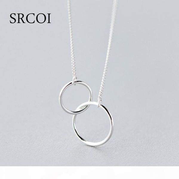 

casual double circle necklace 925 sterling silver necklace accesorios mujer initial eternity interlocking hoop infinity pendant x912