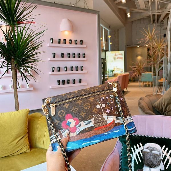 

original leather classic shoulder bags women leather tote chain clutch women handbags crossbody - 1239