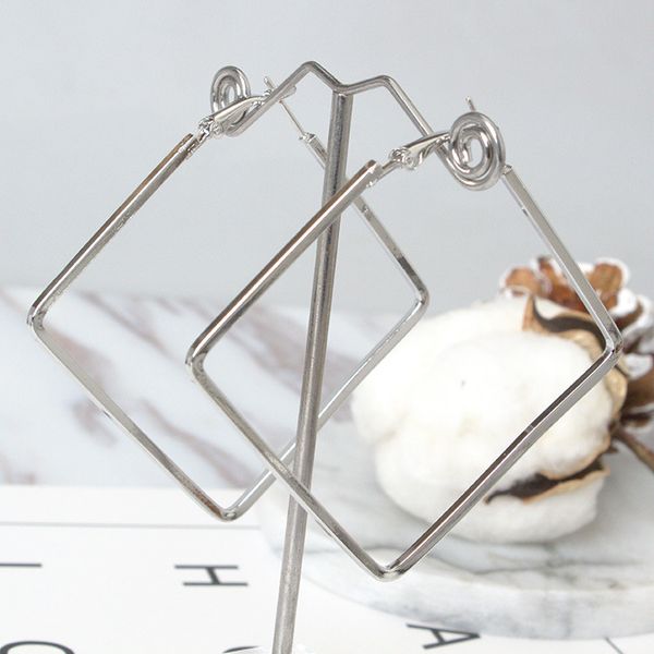 

new shelves fashion europe and america zinc alloy exaggerated geometric large square women earrings wedding banquet jewelry hot, Silver