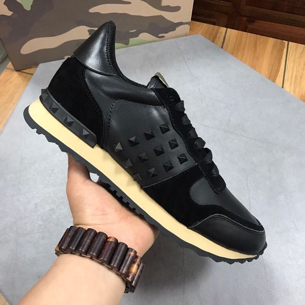

new flat shoes men women spikes sneakers black white bred grey glitter leather suede flats casual shoe jogging walking with box