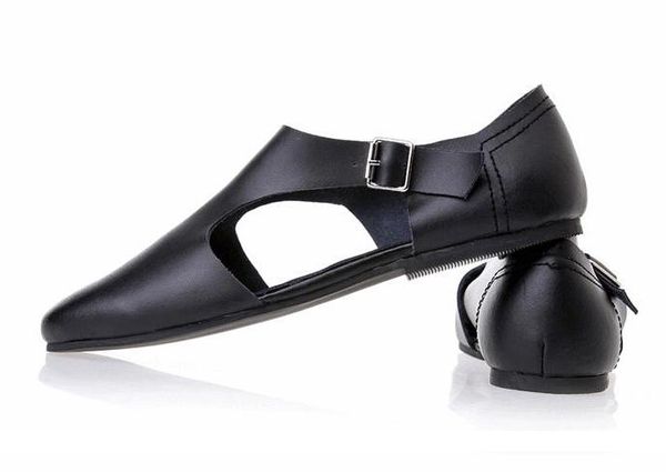 

на мужские из натуральной кожи скольжения сандалии новый стиль лето в помещении мужчины alippers пряжки ленточные туфли черные size38-44, Black