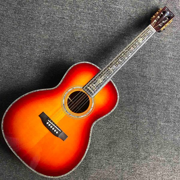 

custom 39 inch ooo solid spruce acoustic guitar all abalone binding ebony fingerboard rosewood back side