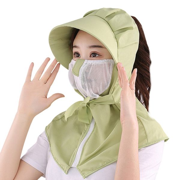 

women's summer outdoor baseball cap fishing caps simple cycling sun-resistant sun hat uv-protection shawl set, Blue;gray