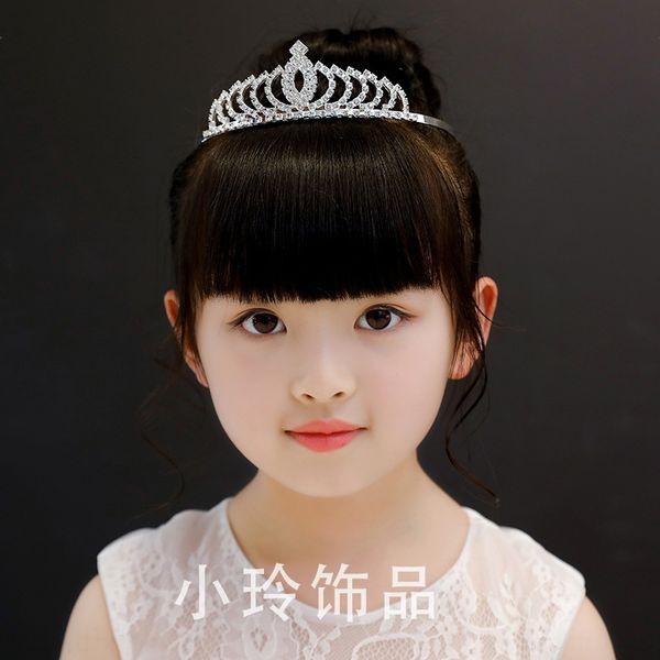 

xmgib children's crown korean style rhinestone accessories performance bridal wedding accessories headdress flower girl band rhinestone, Slivery;white