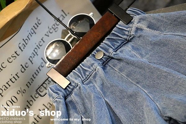 

kpsiq children's wear 2020 new girls' three-dimensional cutting fashion denim children's shorts pants shorts washed denim loo, Blue