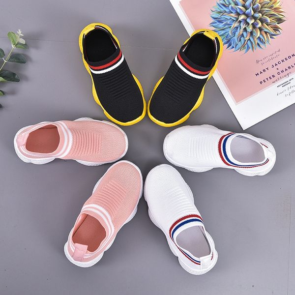 

2020 new children's boysand sports children's sneakers girlsmesh shoes student breathable flying woven sports shoes, Black