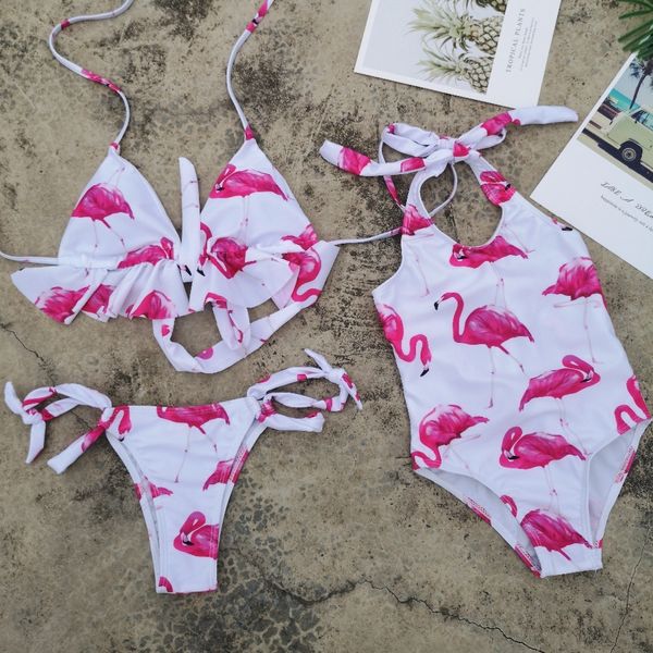 

flamingo мать и дочь купальник мамочка и я swimwear семья matching одежда смотри мама купания костюмы платья одежда y200713, Blue