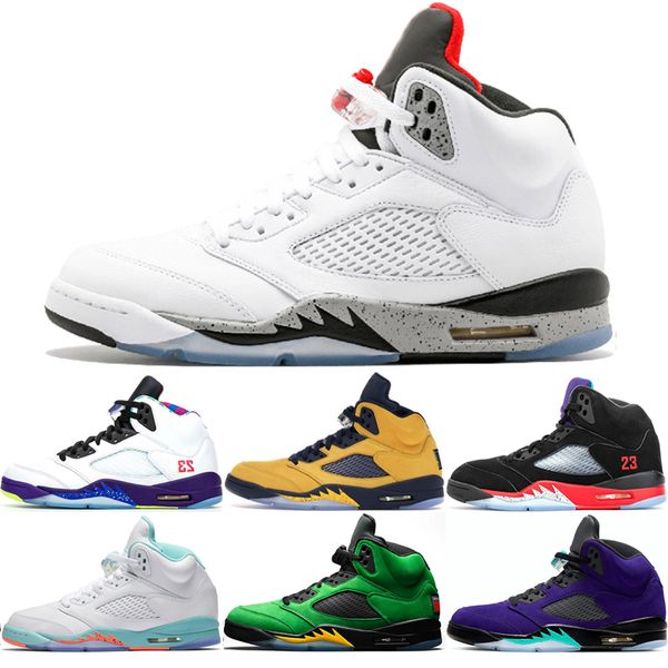 

men trainers 5s basketball shoes white cement space jam red suede oreo olympic metallic gold metallic silver light aqua fire red shoes
