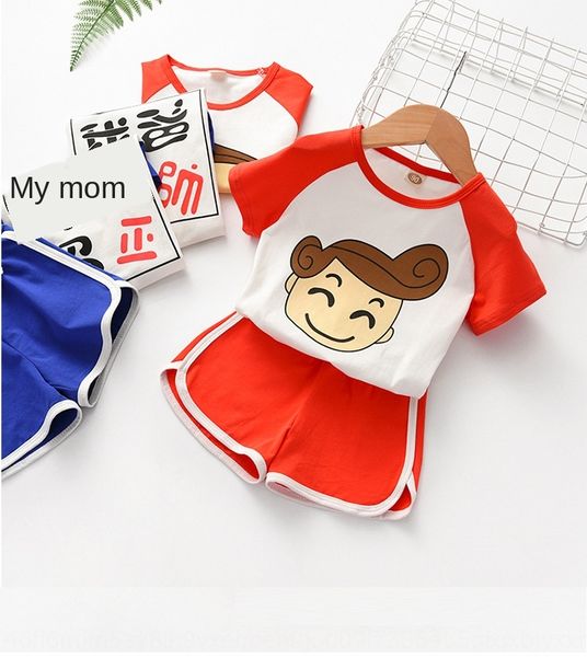 

hmhxb summer baby short-sleeved kindergarten costume men's and women's children's wear pants suit pants set cotton pullover