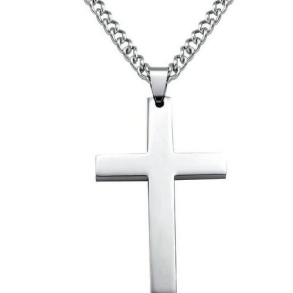 

mens stainless steel cross pendant necklaces men s religion faith crucifix charm titanium steel chain for women fashion jewelry gift, Silver