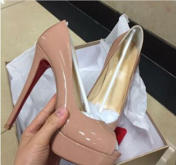 

new 14cm shoes women platform high heels pumps peep toe black wedding shoes high heels nude big size 35-42