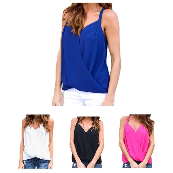 

women's blouses & shirts women summer chiffon blouse sleeveless v-neck shirt shirt(white,xl/