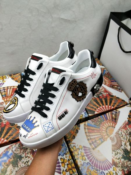 

2020x trend hand-painted leather party casual shoes trend outdoor men and women sports shoes graffiti wild couple shoes, size 35-451, Black