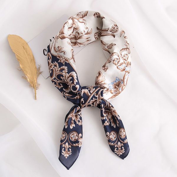 

2020 new silk scarf square women fashion work neckerchife spring summer decorative scarves 70*70cm small scarfs gift for lady, Blue;gray