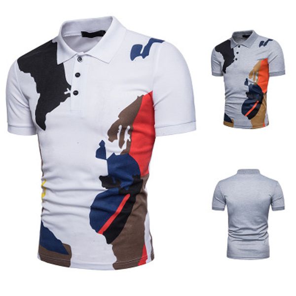 

summer camouflage shirt mens short sleeve t-shirt turn-down collar shirt eur size homme basic clothing, White;black