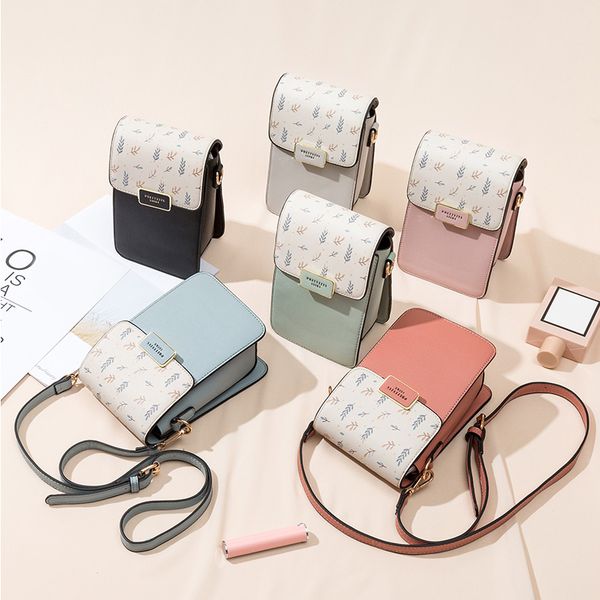 

floral printed women leather shoulder bag casual crossbody flap bags ladies single strap messenger travel wallets phone pouch
