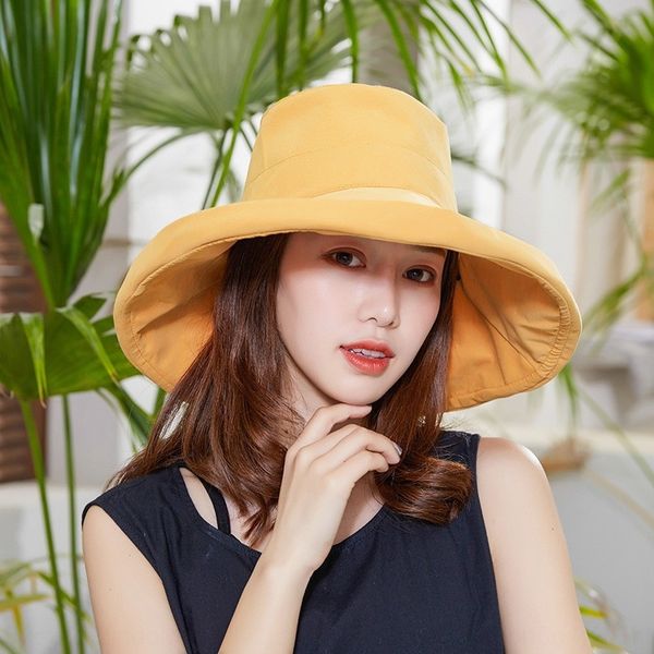 

avhle fisherman children korean harajuku solid color big edge bucket bucket basin fisherman sun outdoor foldable sunscreen beach hat basin h, Blue;gray