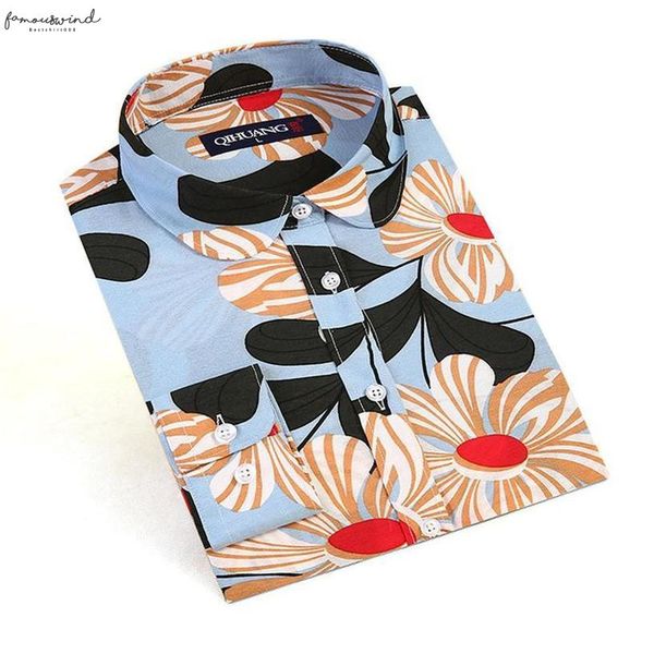 

new women print blouse fashion cartoon floral printed shirt long sleeve shirts female plus size camisas femininas, White