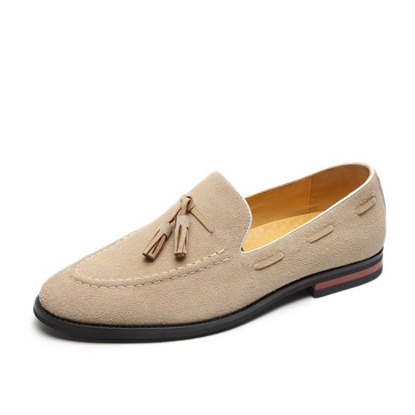 

suede leather men loafer shoes fashion male boat shoes casual man party wedding footwear, Black
