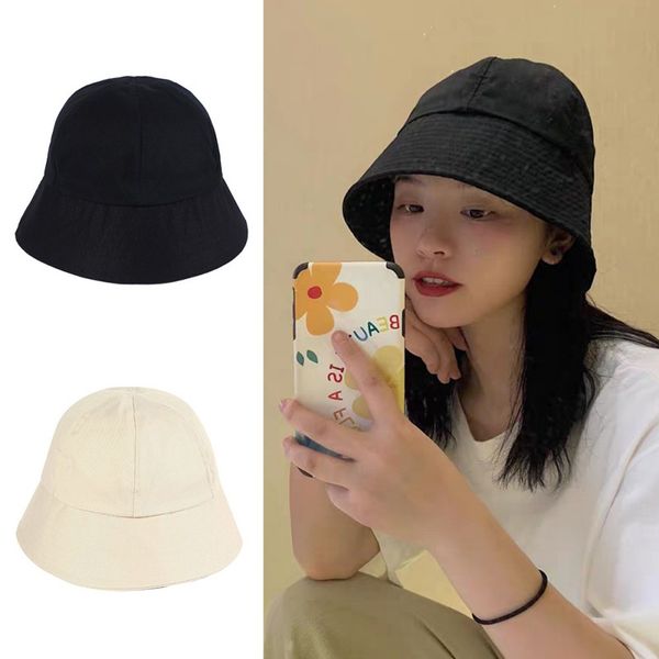 

new cotton bucket hats trendy outdoor leisure bucket hat hiking climbing hunting fishing protection caps summer sun hat, Black