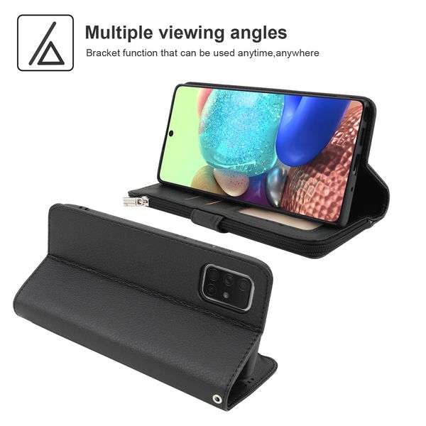 

wholesale classic solid color leather wallet phone case for samsung galaxy a71 flip stand protective cover