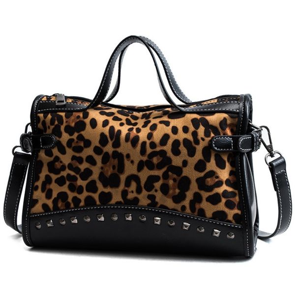 

large capacity leopard print bags for women 2020 shoulder tote bag washed pu motorcycle messenger casual handbags handle bags
