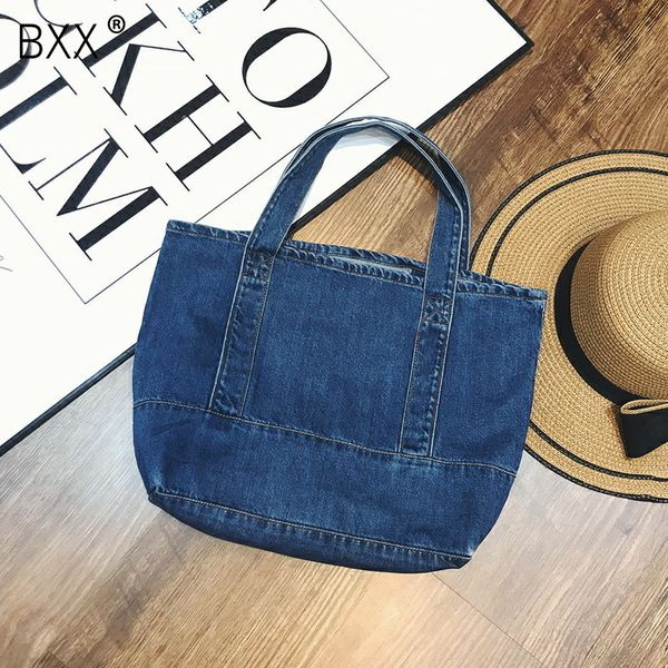 

bxx] 2020 new pattern fashion large capacity single shoulder handbag concise casual tote denim bag women bag da290