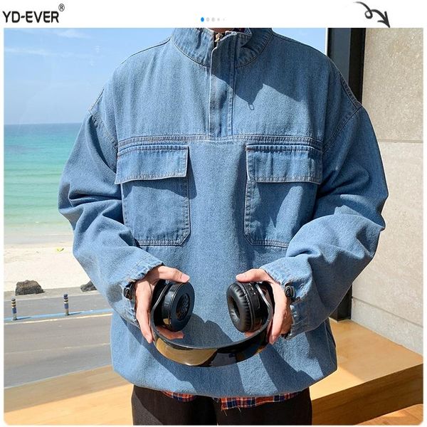 

мужская осень streetwear жан куртка мужчины hip hop 2020 джинсовая куртка муж карманы куртки повседневная мода 5xl одежда-d, Black;brown