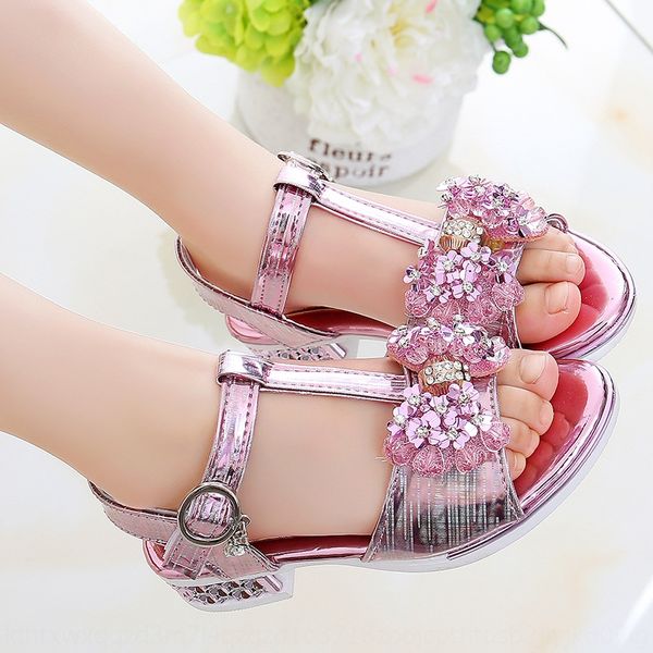 

j7q4t girls princess fashion rhinestone bow primary and secondary school students dance sandals 2020 new sandals children's shoes child, Black;red