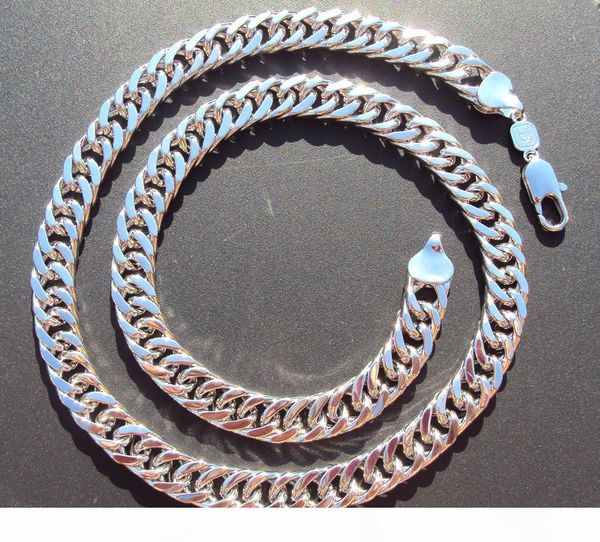 

mens miami cuban link curb chain real 24k white solid gold gf hip hop 10mm thick chain jayz epacket ing, Silver