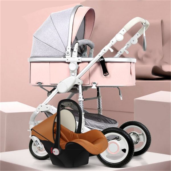

belecoo 2 in 1 baby stroller high landscape two-way carriage folding light four-wheel absorber baby trolly