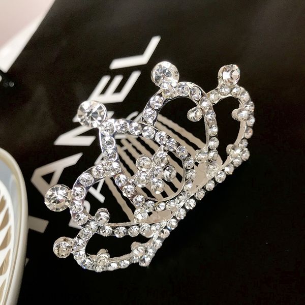 

lw28p girls crown headdress princess band pin comb card korean style children's comb baby accessories rhinestone hair band crown little, Slivery;white