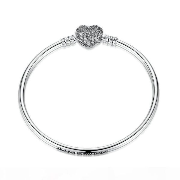 

authentic 925 sterling silver heart charms bracelet fit diy european zircon beads jewelry bangle real silver bracelet for women, Golden;silver