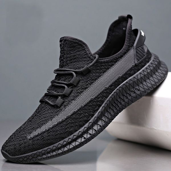 

fashion men sneakers mesh casual shoes lac-up men shoes lightweight vulcanize walking sneakers zapatillas hombre 39-44, Black
