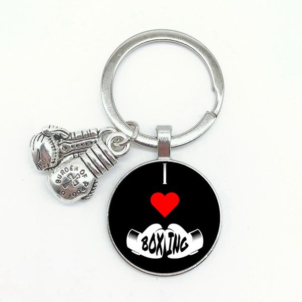 

popular new i love boxing keychain boxing gloves pendant keychain memorial boxer gift jewelry, Silver