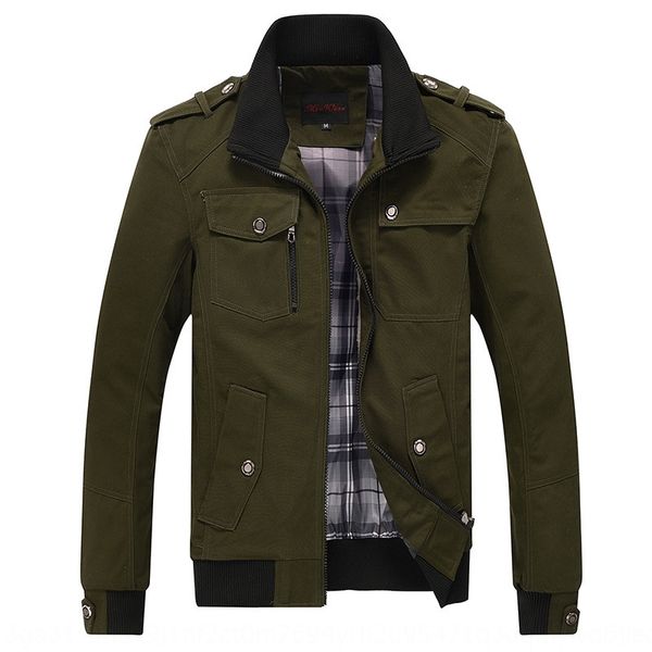 

autumn men's stand collar washed jacket large size casual tooling slim jacket men, Black;brown
