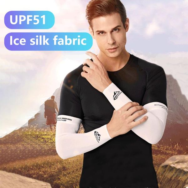 

ice fabric arm sleeves uv protection running cycling driving fitness basketball elbow pad sport cycling outdoor arm warmers, Black;gray