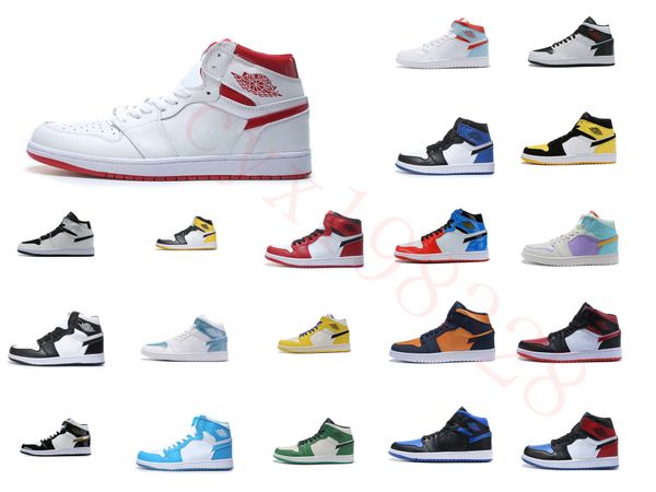 

snakeaskin jordan retro 1 yellow men basketball shoes trainers 1s og game royal blue white black mens sports shoes 1906