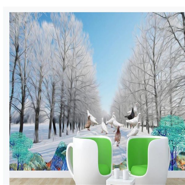 

beautiful scenery wallpapers forest park green road 3d landscape wallpapers background wall walk rail aisle living room